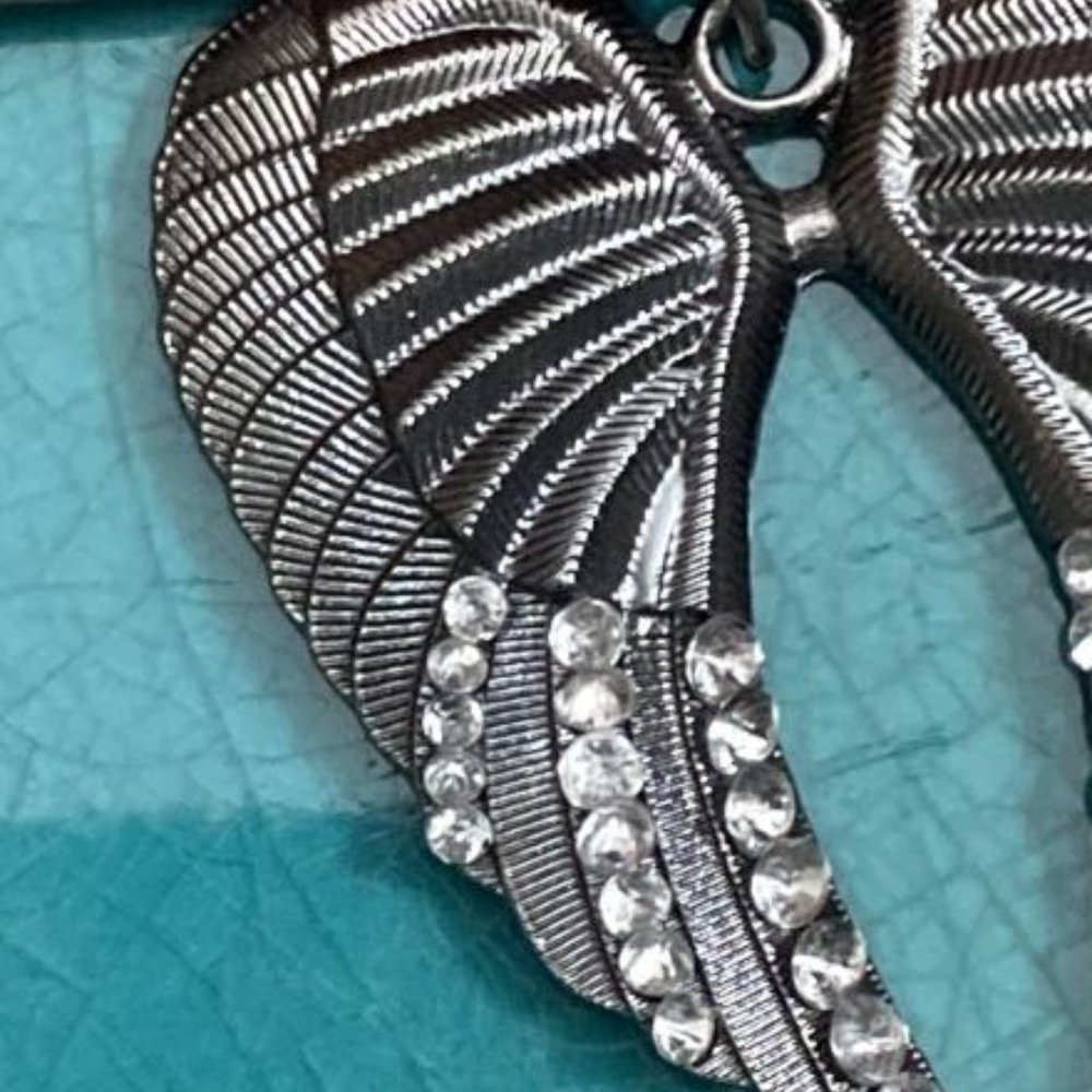 Angel Wing Rhinestone Necklace - Picture 2 of 3